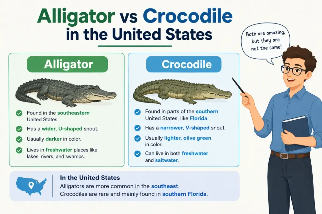 Alligator vs crocodile in the United States