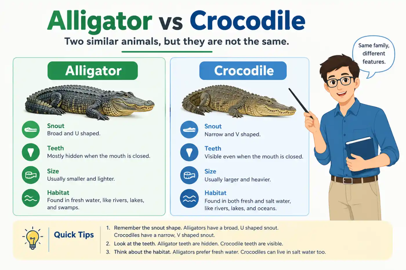 Alligator vs Crocodile