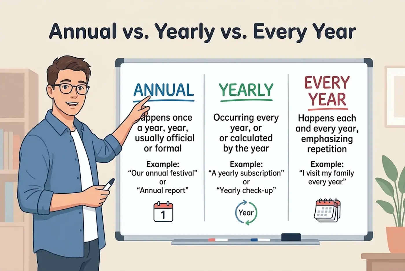 Annual vs Yearly vs Every Year