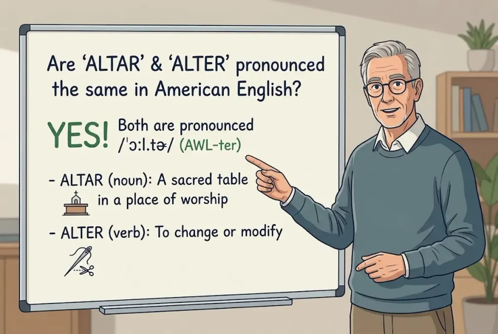 Are altar and alter pronounced the same in American English?