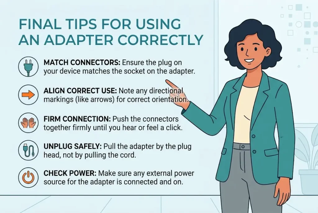 Final tips for using adapter correctly