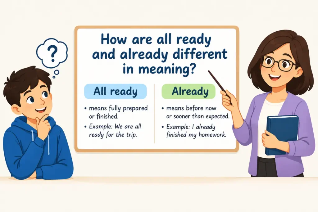 How are all ready and already different in meaning?