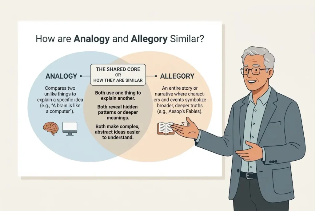 How are analogy and allegory similar?