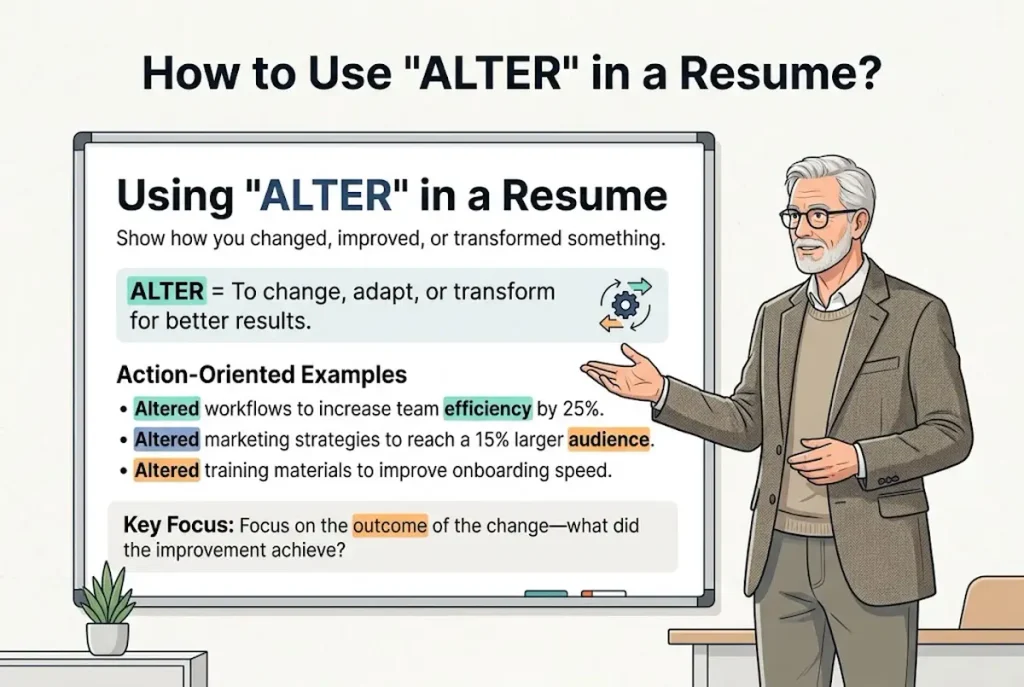How should you use alter in a resume?