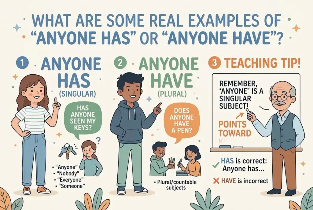 What are some real examples of anyone has or anyone have?