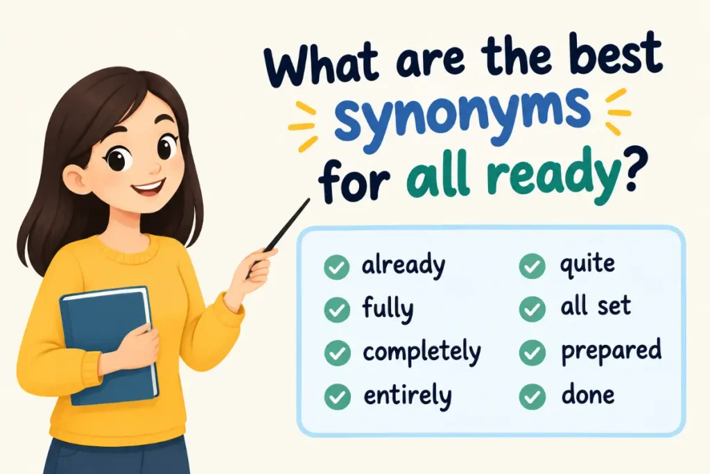 What are the best synonyms for all ready?