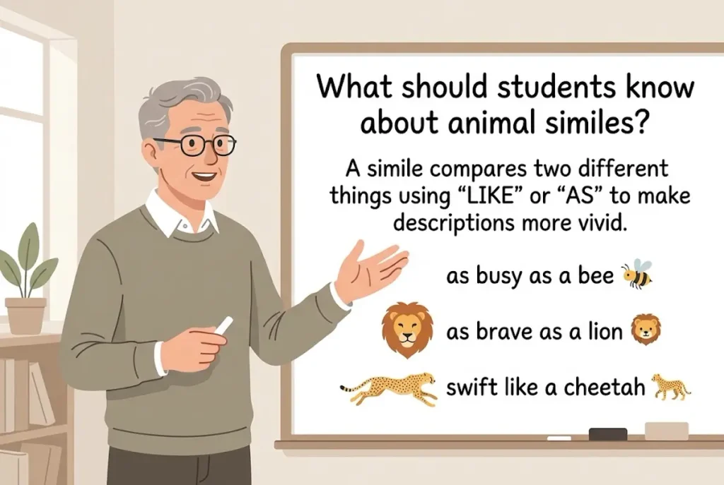 What should students know about animal similes?