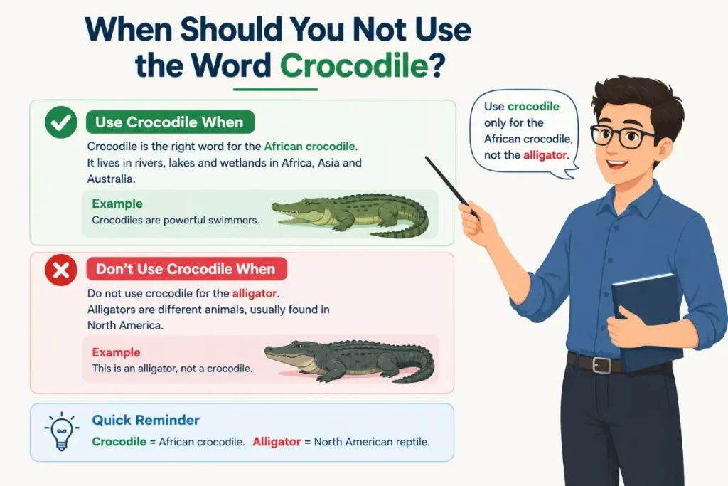 When should you not use the word crocodile?