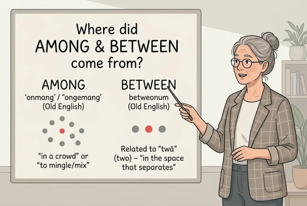 Where did among and between come from?