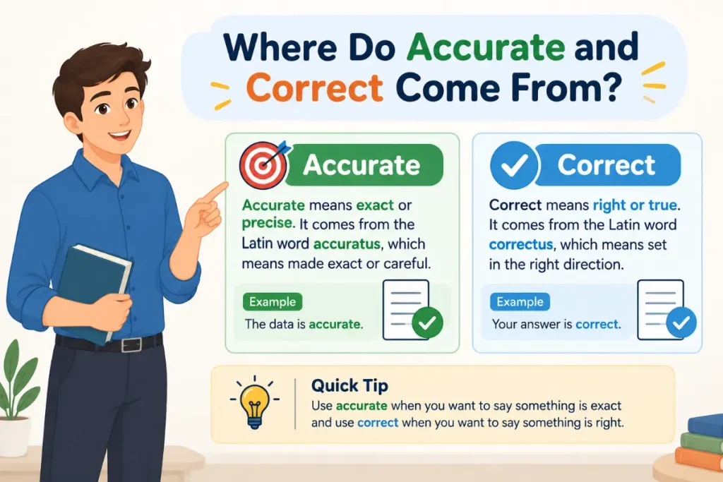 Where do accurate and correct come from?
