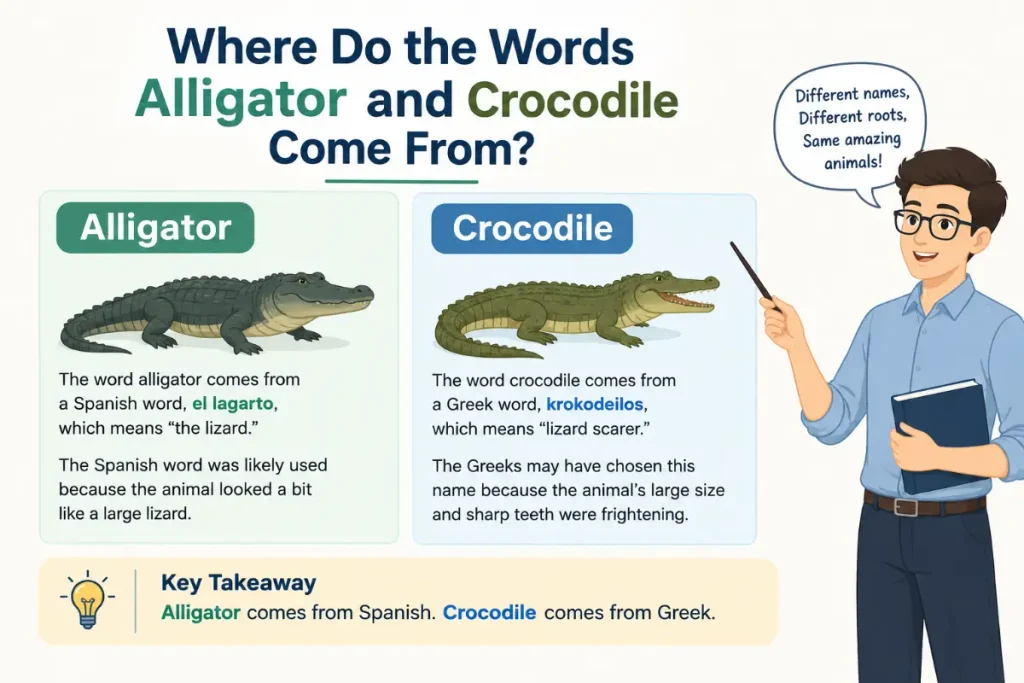 Where do the words alligator and crocodile come from?