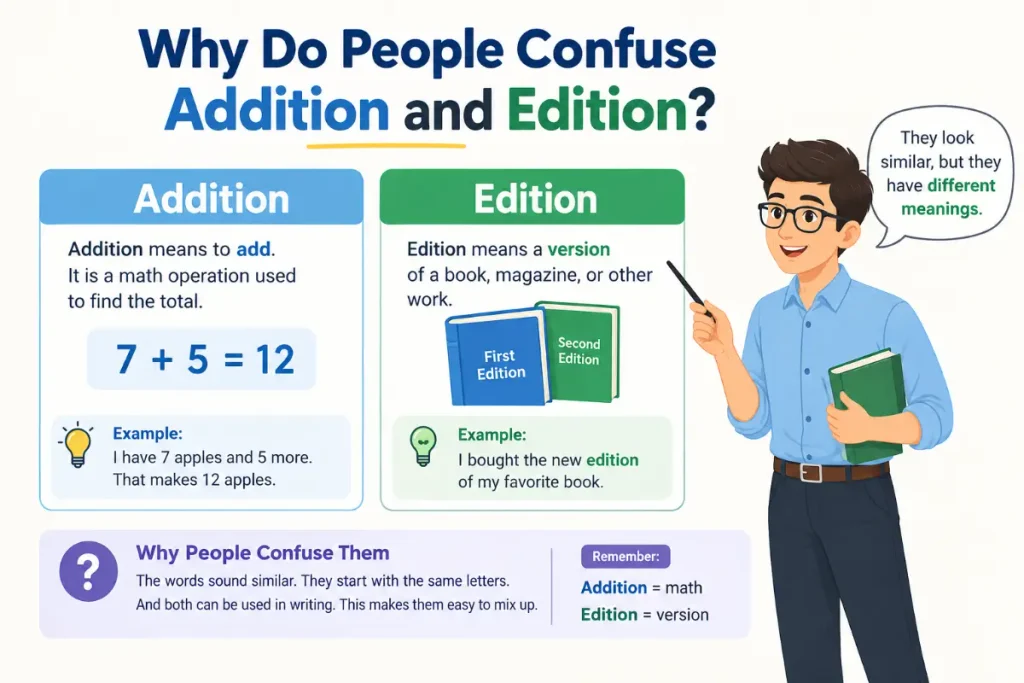 Why do people confuse addition and edition?