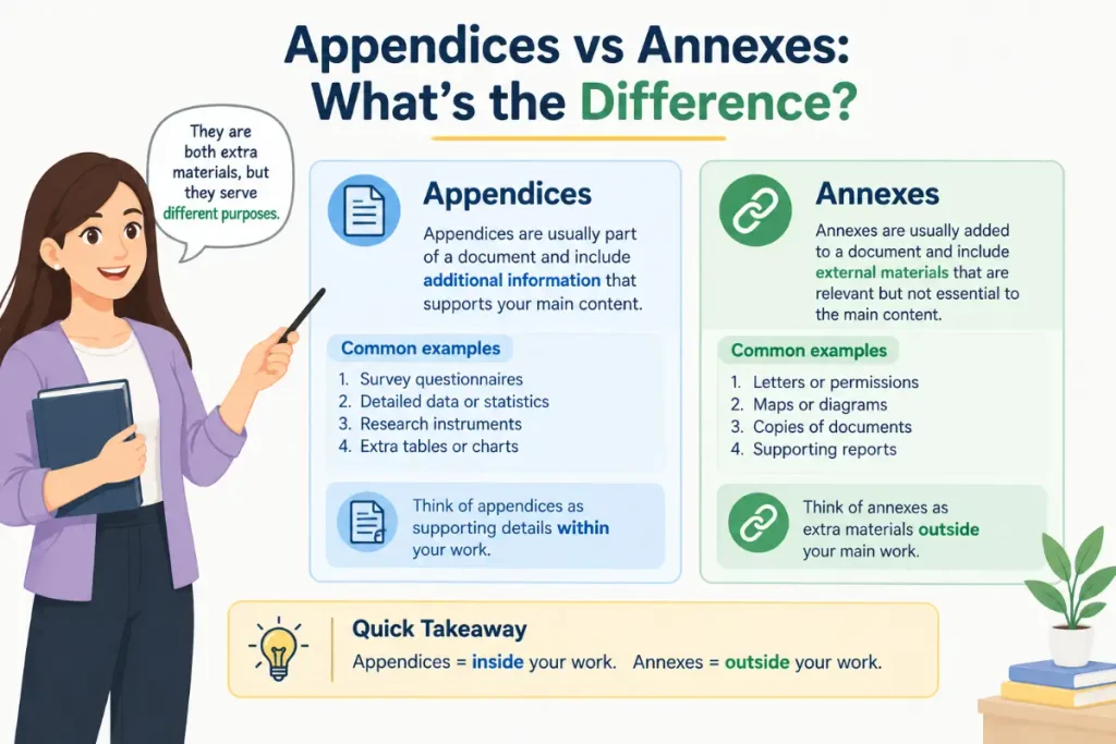 Appendices vs annexes: what's the difference?