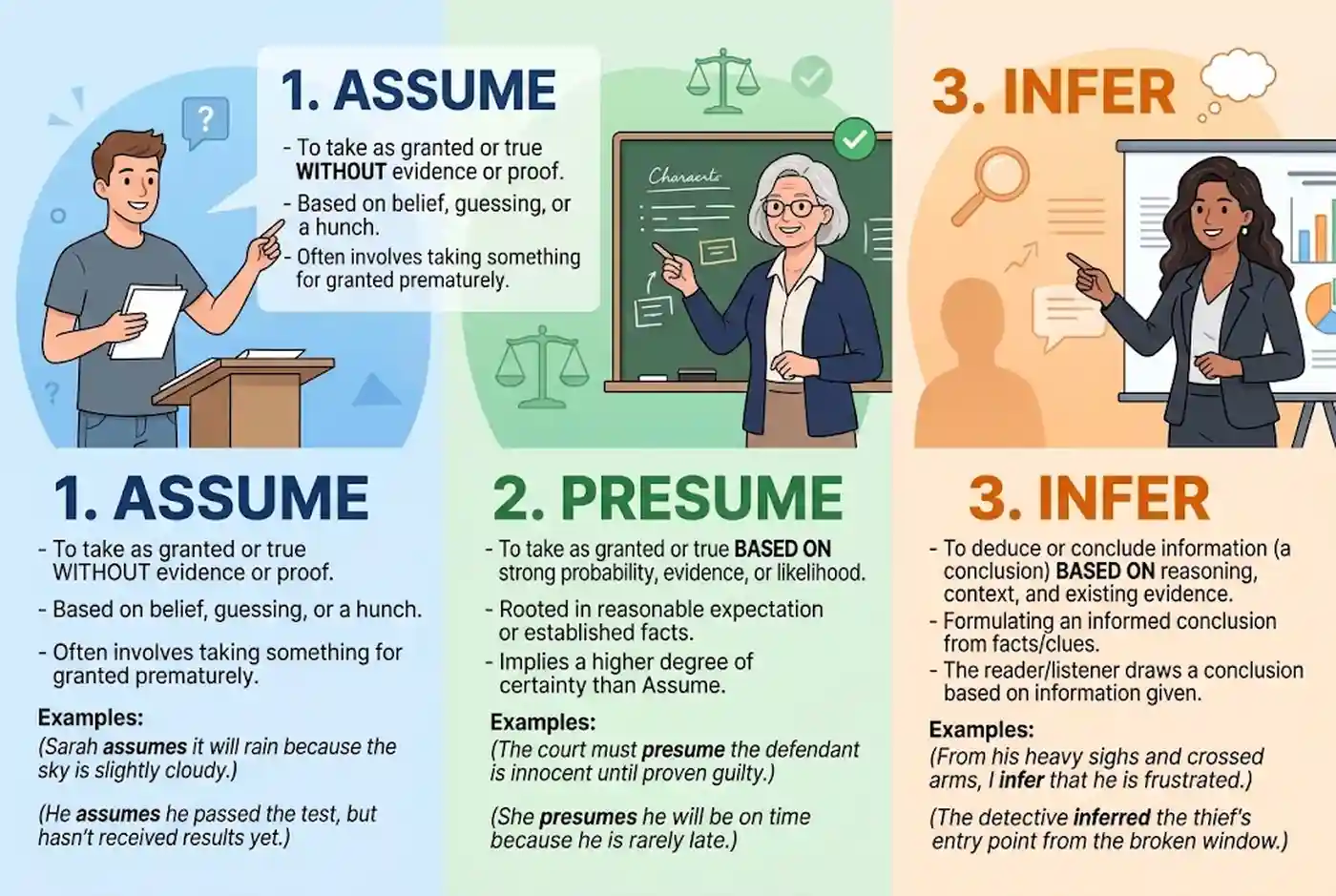 Assume vs Presume vs Infer