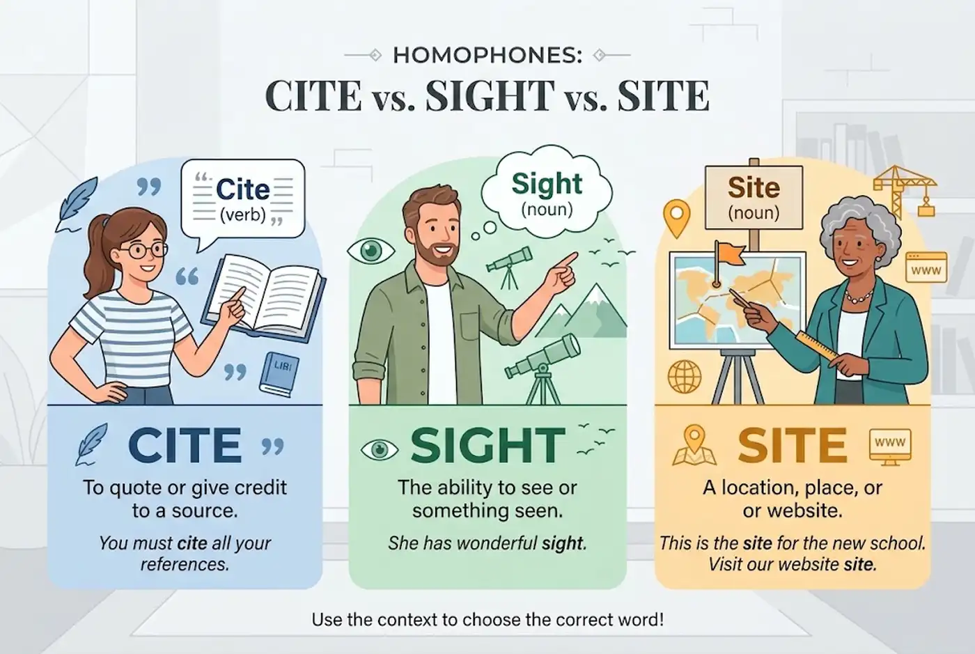 Cite vs Sight vs Site