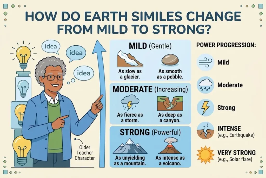 How Do Earth Similes Change From Mild to Strong?