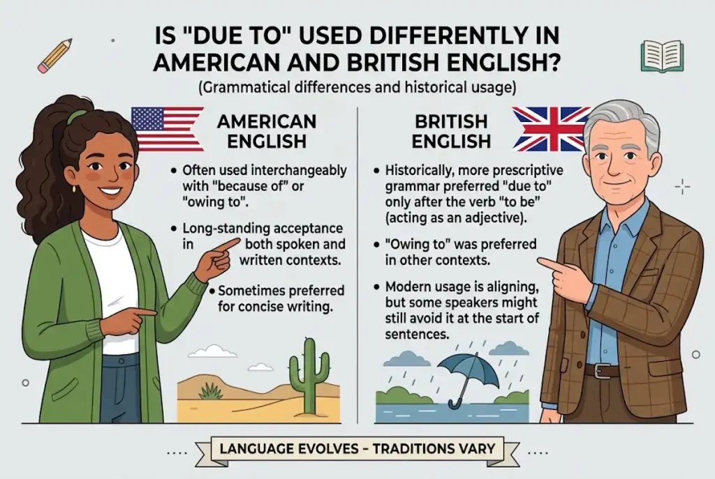 Is Due To Used Differently in American and British English?