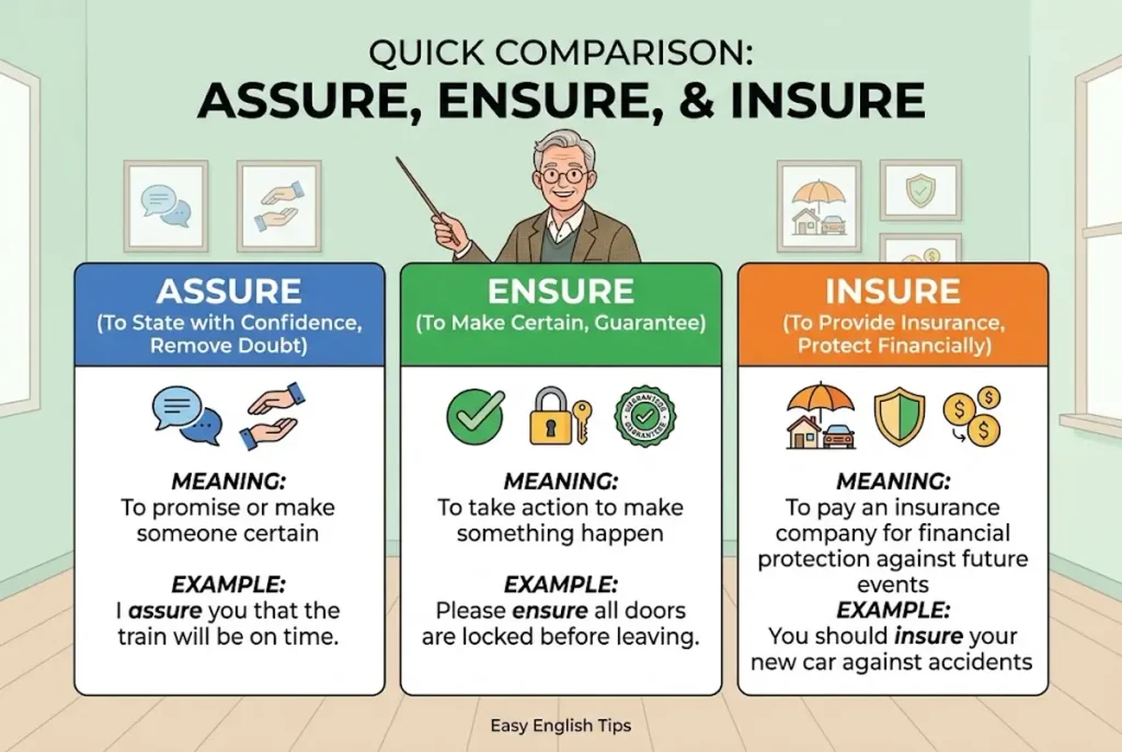 Quick comparison chart for assure ensure and insure