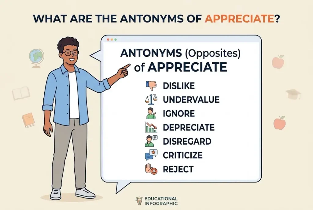 What are the antonyms of appreciate?