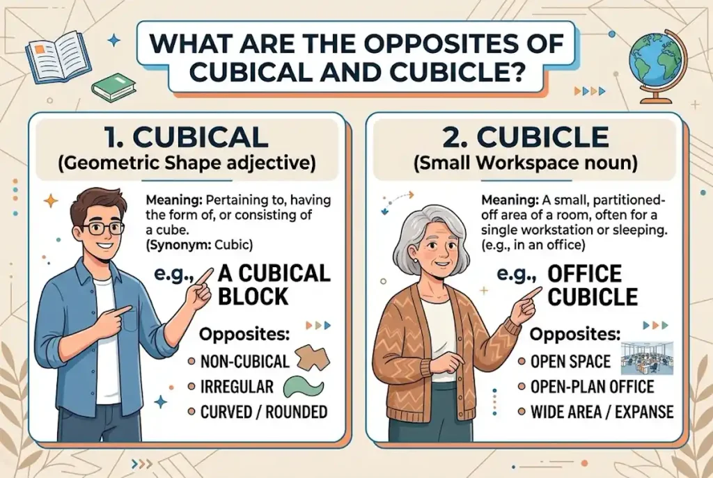 What Are the Opposites of Cubical and Cubicle?