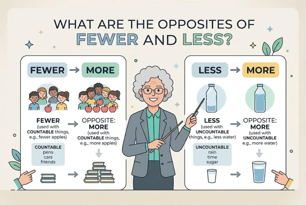 What Are the Opposites of Fewer and Less?
