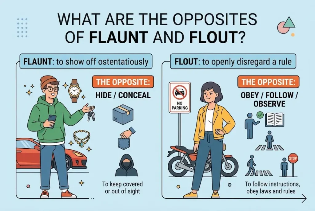 What Are the Opposites of Flaunt and Flout?