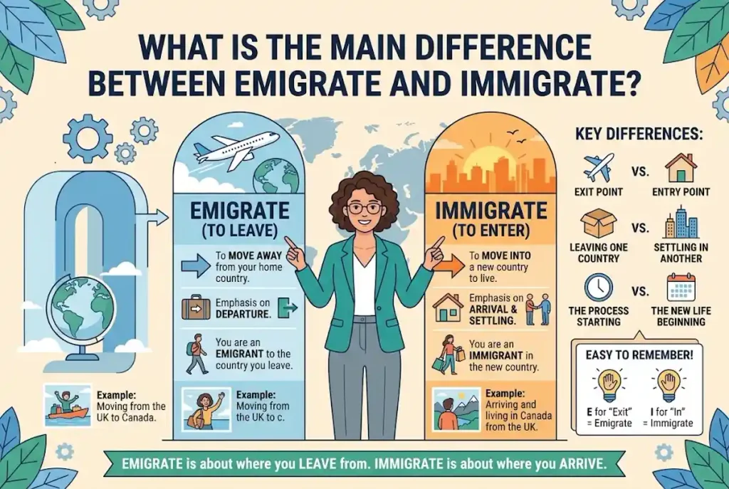 What Is the Main Difference Between Emigrate and Immigrate?
