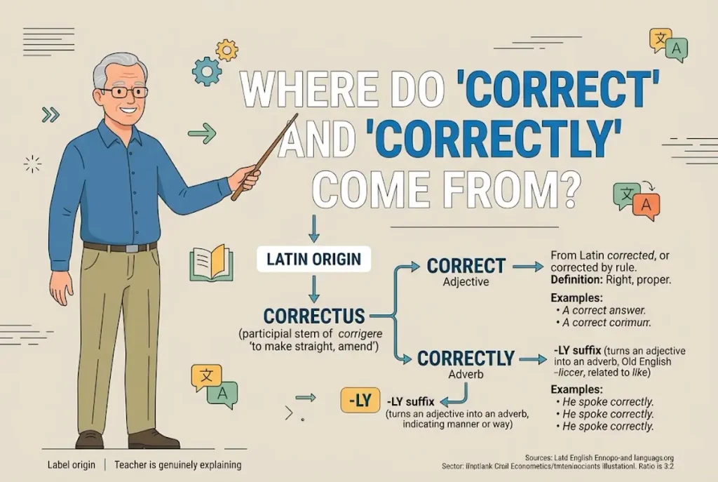 Where Do Correct and Correctly Come From?