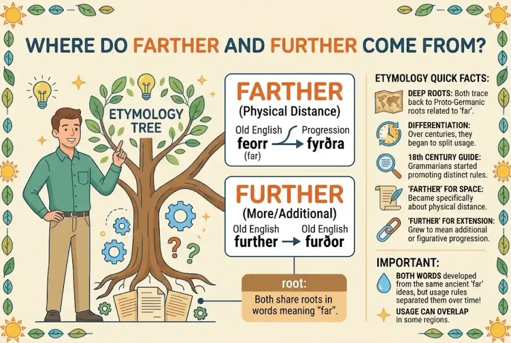 Where Do Farther and Further Come From?